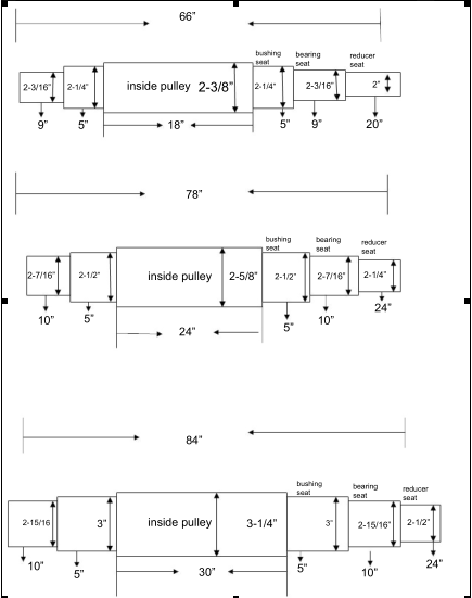 Shaft's Drawings for Driving and Wing Pulleys